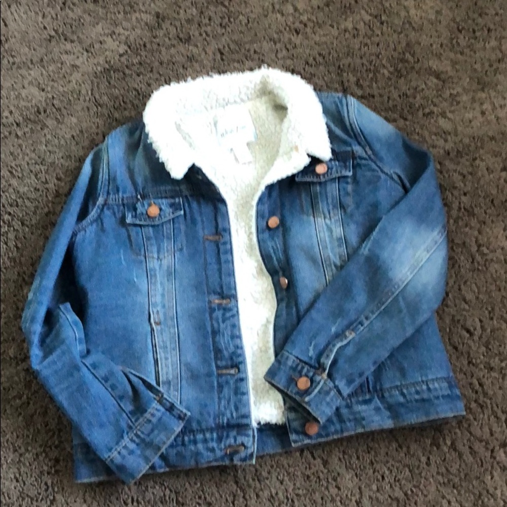 Blue denim Sherpa lined jean jacket